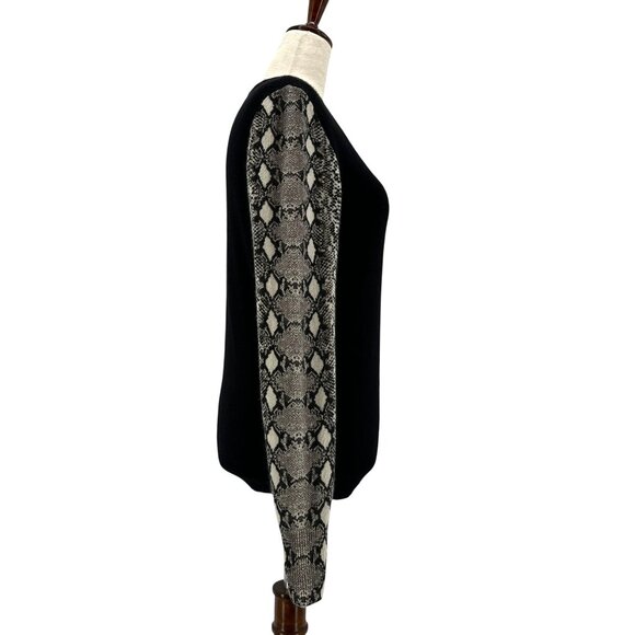 Equipment Femme Womens XS Sweater Cashmere Snake Skin Print Black Crew Neck - Picture 3 of 7